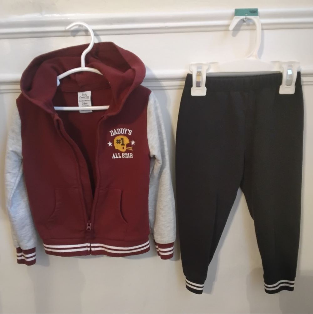 Boys “Daddy’s #1 All Star” Varsity Hoodie & Jogger Set – 24M